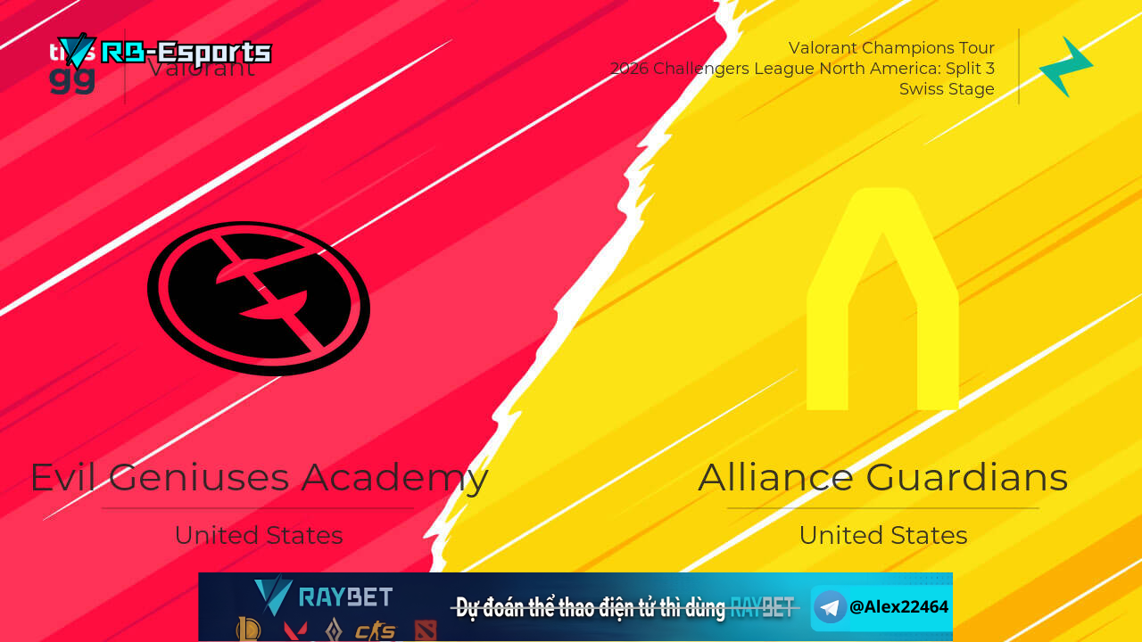 Evil Geniuses Academy vs Alliance Guardians, soi kèo Evil Geniuses Academy Alliance Guardians, nhận định Valorant, Valorant Challengers League, VCL 2026, esports betting, soi kèo eSports