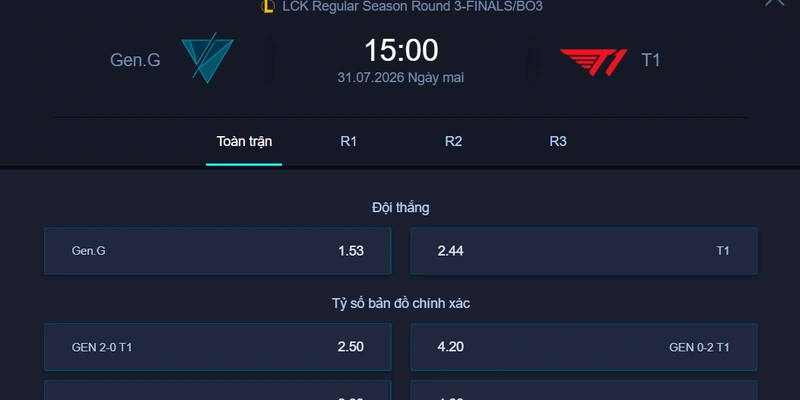 Kèo chính (GenG vs T1)