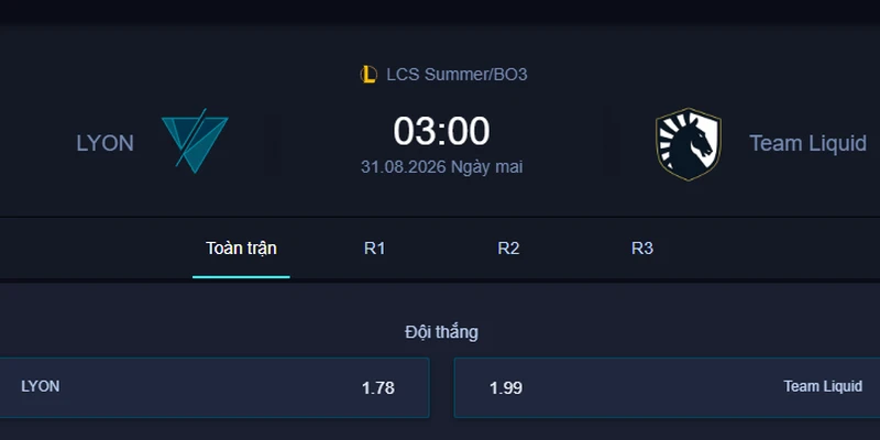 Soi kèo LYON vs TL - LCS Summer 2026
