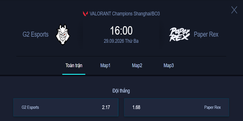 Nhận định kèo G2 vs PRX - VALORANT Champions Shanghai: Liệu ai sẽ ca khúc khải hoàn?