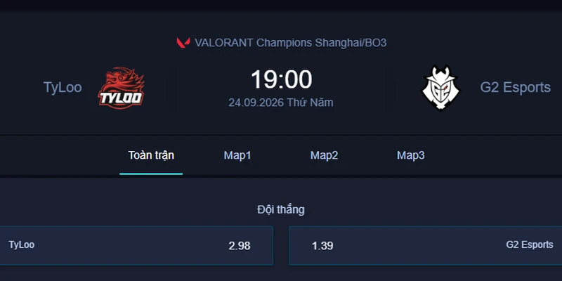 Soi kèo TYL vs G2 - VALORANT Champions Shanghai: G2 có vượt qua sức ép của TYLOO?