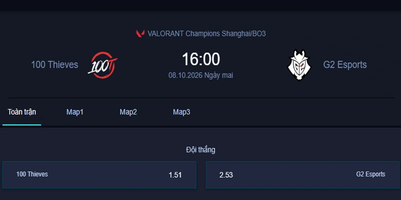 Nhận định 100T vs G2 - VALORANT Champions Shanghai: Đại chiến Bắc Mỹ tại vòng playoffs