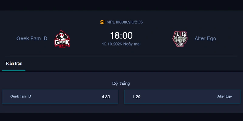 Soi kèo GEEK vs AE - MPL Indonesia: Alter Ego chiếm ưu thế, Geek Fam quyết tâm tạo bất ngờ ngày 16/10